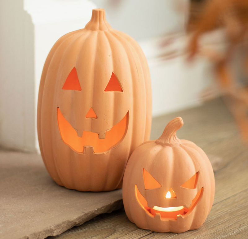 Terracotta Jack-o-Lantern Tealight Holder