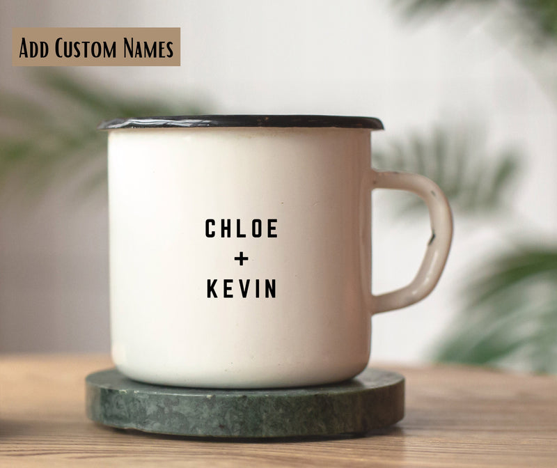 Unique couple gift, Engagement Gift, Customizable Wedding Mug, Personalized Mountain Camping Mug, newly engaged couple campfire, 11oz