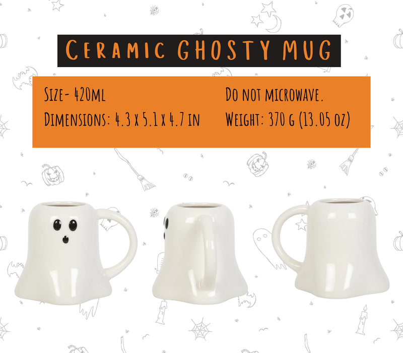 Ghost Coffee Mug, Ghost with Pumpkin Mug, Halloween Coffee Mug, Halloween Gifts and Decor for Home, Ghost Shaped Spooky Halloween Mug