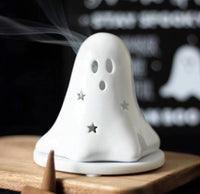 Ghost incense holder, Ceramic Halloween Ghost Tealight and Incense Cone Holder, Candle Gift,Halloween Incense Holder, Ghost Incense Burner