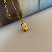 Camrose 18k Gold Plated pendent, gold rectangle pendent, gold pendent, gold rectangle necklace, stardust pendent, Emerald Cut Necklace