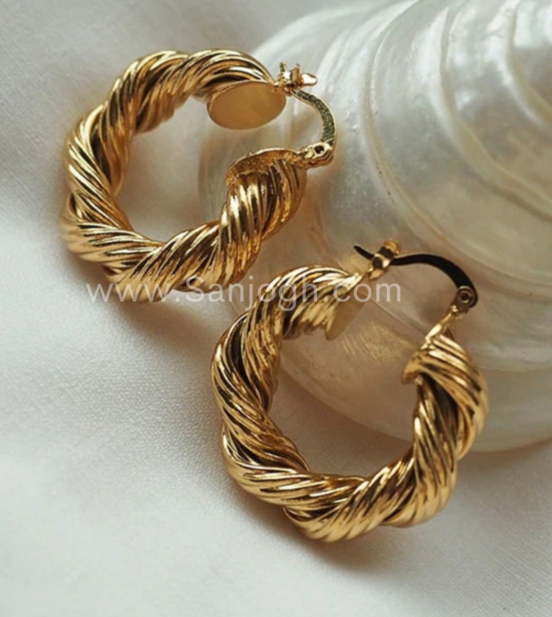 Gold Twisted Hoop Earrings • Bold Gold Hoop Earrings • Chunky Hoop Earrings • Statement Hoops • 18k Gold Plated Hoops Earring gift for her