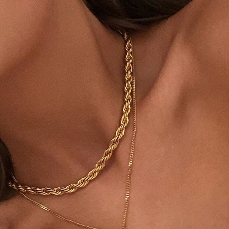 Gold Rope Twist Chain, Chunky Rope Necklace, Gold Rope Chain, Gold Twist Chain, Gold Rope Chain Necklace, Twist Necklace, Chunky Gold Chain