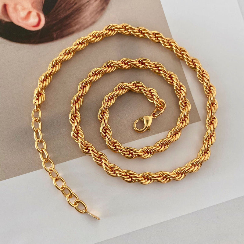 Gold Rope Twist Chain, Chunky Rope Necklace, Gold Rope Chain, Gold Twist Chain, Gold Rope Chain Necklace, Twist Necklace, Chunky Gold Chain