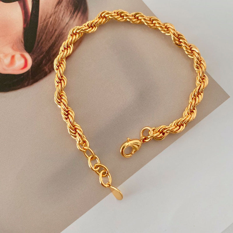 Gold Rope Bracelet, Rope chain, Statement bracelet, Twisted chain bracelet, Gold bracelet for women, Chunky bracelet, Layering bracelet