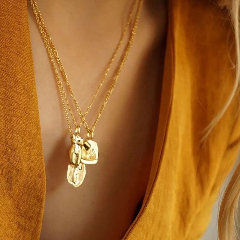 She Gold Pendent, Gold Mantra Necklace, Female Body Necklace, Body Positivity Necklace