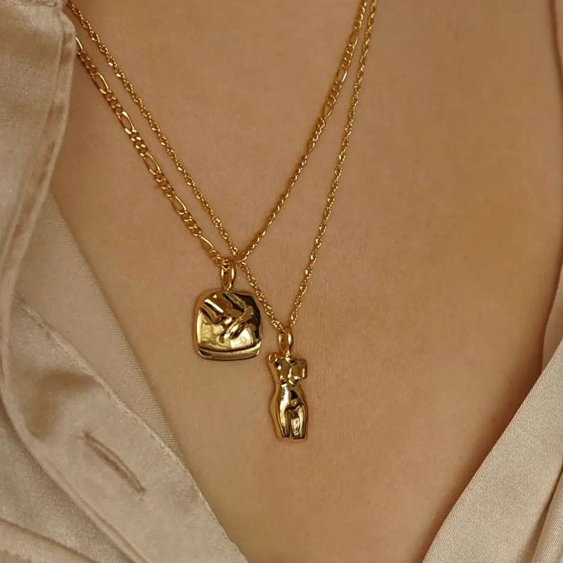 She Gold Pendent, Gold Mantra Necklace, Female Body Necklace, Body Positivity Necklace