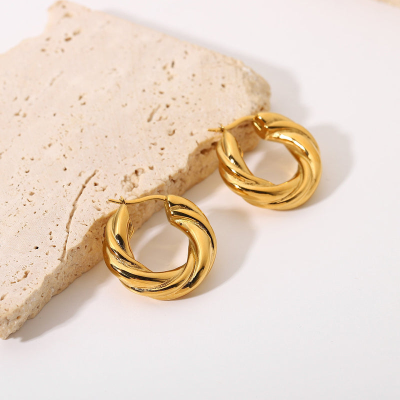 Gold Twisted Hoop Earrings • Bold Gold Hoop Earrings • Chunky Hoop Earrings • Statement Hoops • 18k Gold Plated Hoops