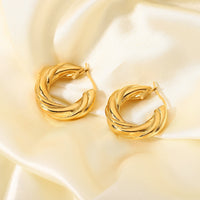 Gold Twisted Hoop Earrings • Bold Gold Hoop Earrings • Chunky Hoop Earrings • Statement Hoops • 18k Gold Plated Hoops