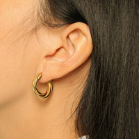 Gold Twisted Hoop Earrings • Bold Gold Hoop Earrings • Chunky Hoop Earrings • Statement Hoops • 18k Gold Plated Hoops