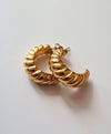 18k Gold Hoops, Gold Croissant hoops, Croissant Hoop Earrings, Twisted Rope Earring, Chunky Semi Hoops