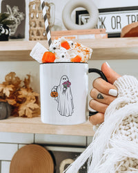 Retro Pumpkin Ghost Mug